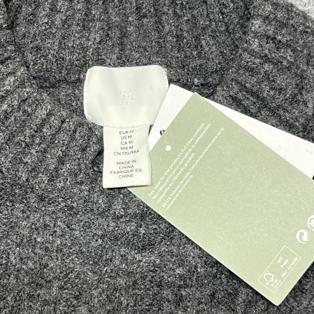 H&M Sweater Mens Medium Gray Knit Pullover Ribbed Long Sleeve - Picture 2 of 3